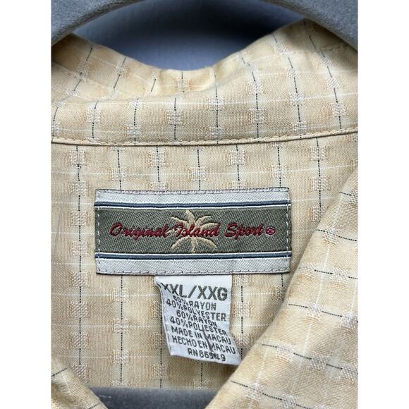 Original Island Sport Shirt‎ Mens XXL Yellow Plaid Hawaiian Casual Button-Front - Picture 6 of 7